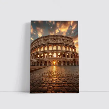 Colosseum Rome Sunset Golden Sky