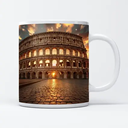 Colosseum Rome Sunset Golden Sky