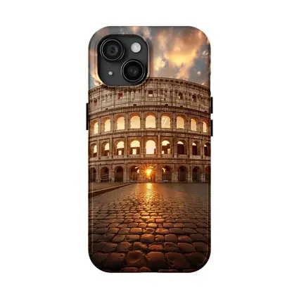 Colosseum Rome Sunset Golden Sky