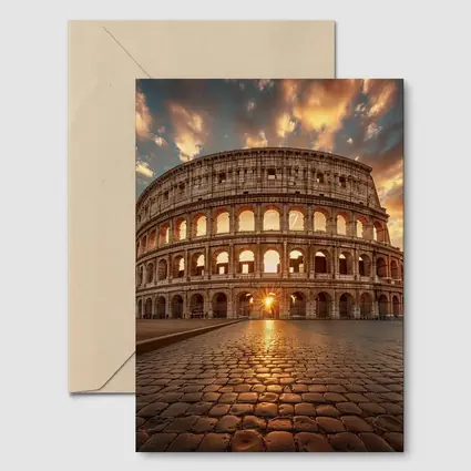Colosseum Rome Sunset Golden Sky