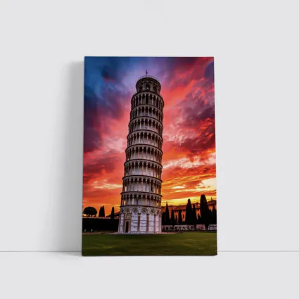 Leaning Tower of Pisa Dramatic Sunset Sky