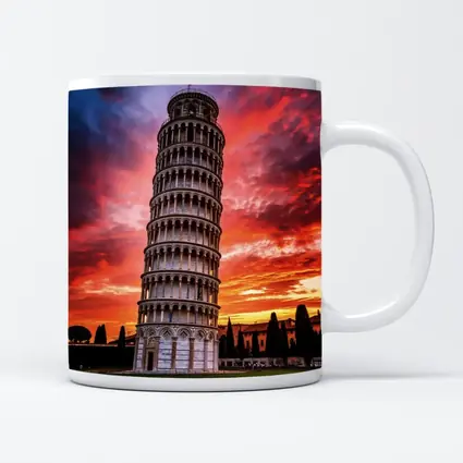Leaning Tower of Pisa Dramatic Sunset Sky