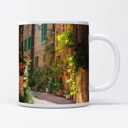 Sunlit Italian Alley With Potted Plants