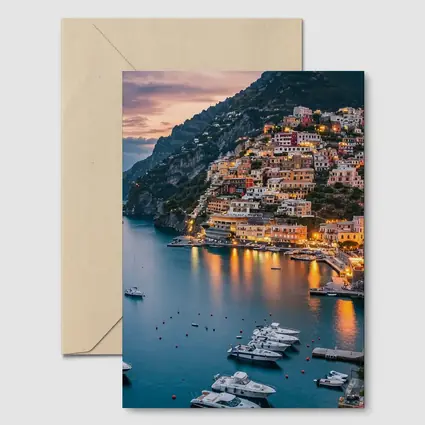 Positano Amalfi Coast Italy Dusk Harbor
