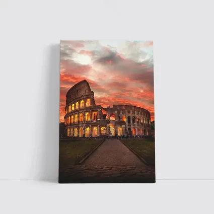 Rome Colosseum Glowing Red Sunset Sky