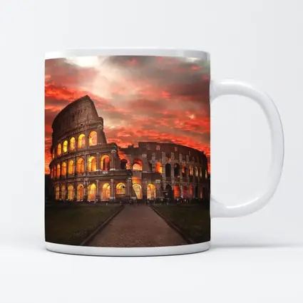 Rome Colosseum Glowing Red Sunset Sky