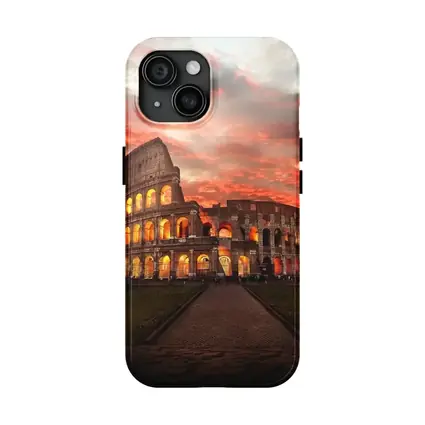 Rome Colosseum Glowing Red Sunset Sky