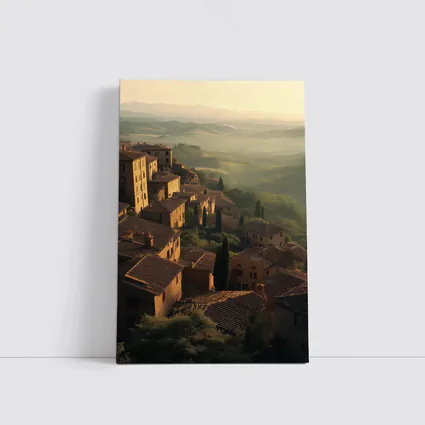 Tuscan Hillside Village Rolling Misty Valleys