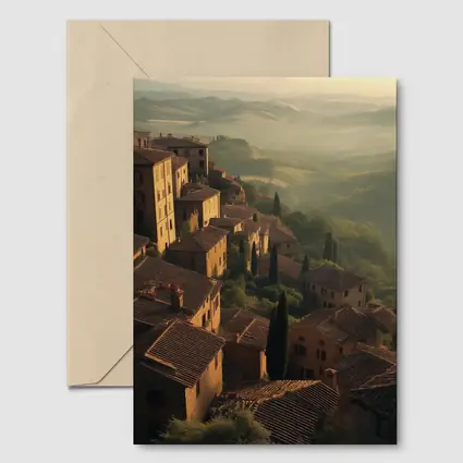 Tuscan Hillside Village Rolling Misty Valleys