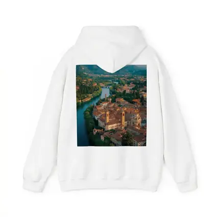 Italian River Town Aerial View Mountains