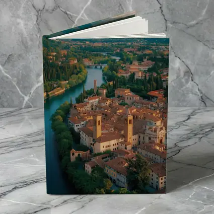 Italian River Town Aerial View Mountains