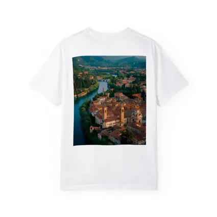 Italian River Town Aerial View Mountains