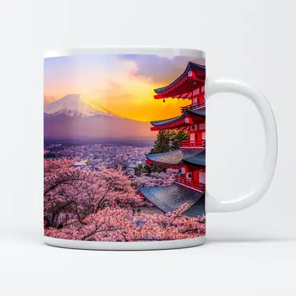 Chureito Pagoda Cherry Blossoms Mount Fuji Sunset