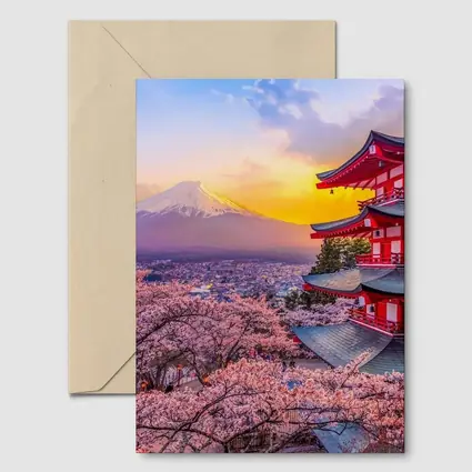Chureito Pagoda Cherry Blossoms Mount Fuji Sunset