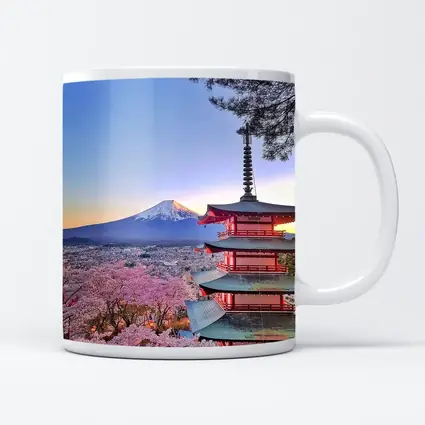 Chureito Pagoda Mount Fuji Cherry Blossoms Sunset