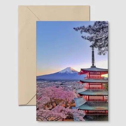 Chureito Pagoda Mount Fuji Cherry Blossoms Sunset