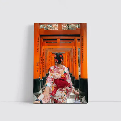Woman in Kimono at Fushimi Inari Torii Gates