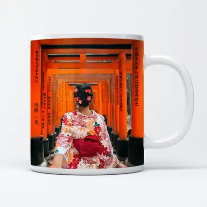 Woman in Kimono at Fushimi Inari Torii Gates