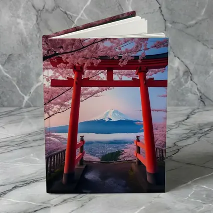 Red Torii Gate Mount Fuji Cherry Blossoms