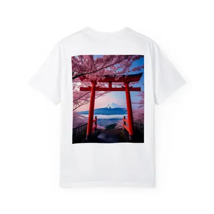 Red Torii Gate Mount Fuji Cherry Blossoms
