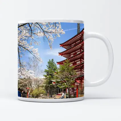 Red Japanese Pagoda Cherry Blossom Spring