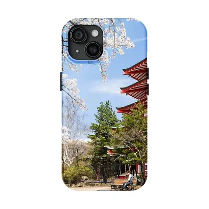 Red Japanese Pagoda Cherry Blossom Spring