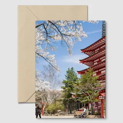 Red Japanese Pagoda Cherry Blossom Spring