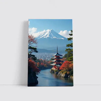 Mount Fuji Pagoda River Autumn Japan