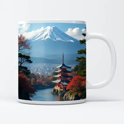 Mount Fuji Pagoda River Autumn Japan