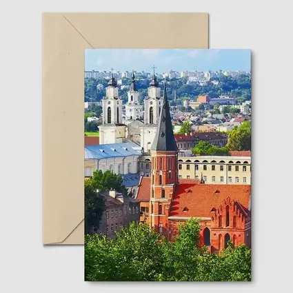 Kaunas Old Town Churches Aerial City View