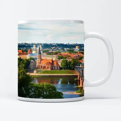 Kaunas Old Town River Bridge Aerial View