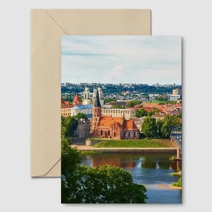 Kaunas Old Town River Bridge Aerial View