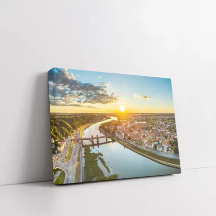 Kaunas City Aerial View Golden Sunset