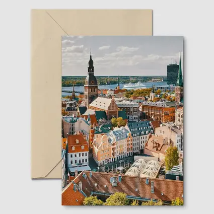 Riga Old Town Aerial View Latvia