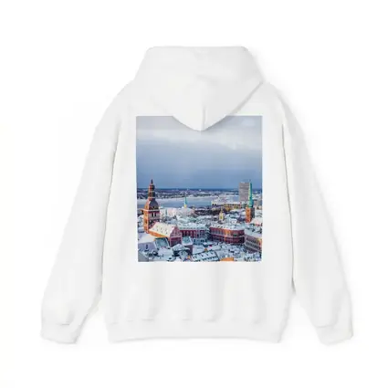 Riga Old Town Snowy Winter Aerial View
