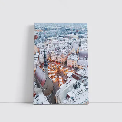 Tallinn Old Town Christmas Market Winter Aerial
