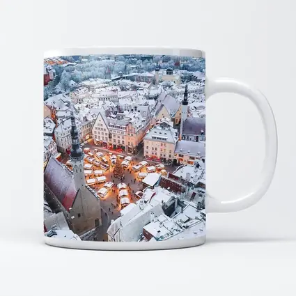 Tallinn Old Town Christmas Market Winter Aerial
