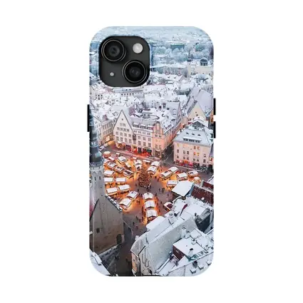 Tallinn Old Town Christmas Market Winter Aerial