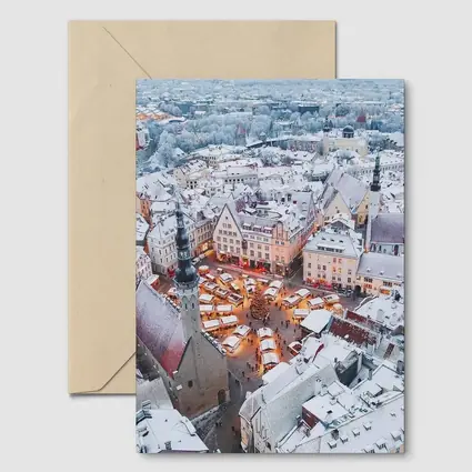 Tallinn Old Town Christmas Market Winter Aerial