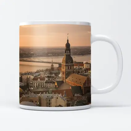 Riga Old Town Cathedral Aerial Dusk View