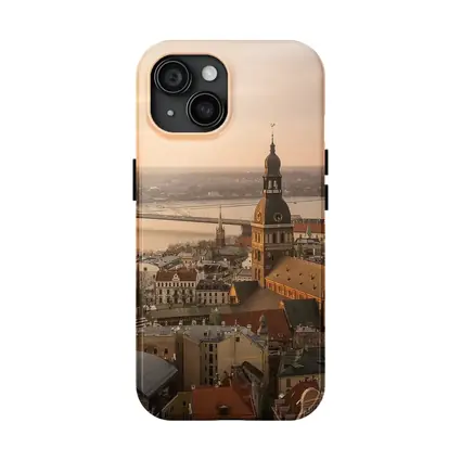 Riga Old Town Cathedral Aerial Dusk View