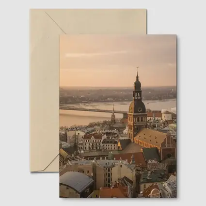 Riga Old Town Cathedral Aerial Dusk View