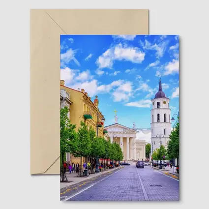 Vilnius Cathedral Bell Tower Old Town Street