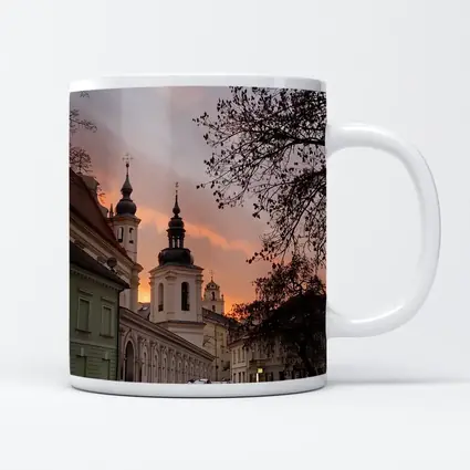 Church Towers Glowing Sunset Sky Street