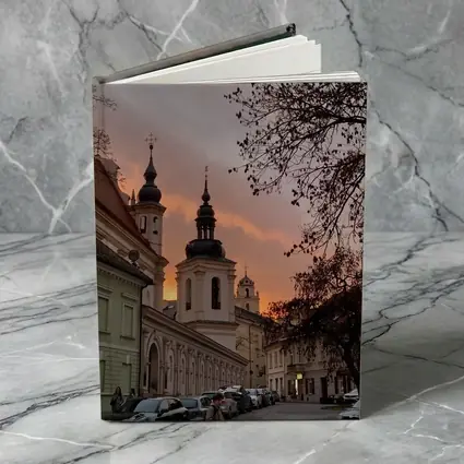 Church Towers Glowing Sunset Sky Street