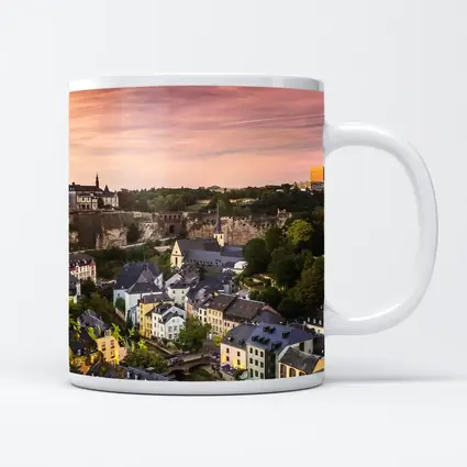 Luxembourg City Skyline At Sunset