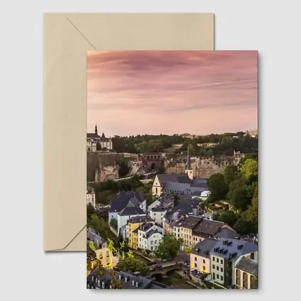 Luxembourg City Skyline At Sunset