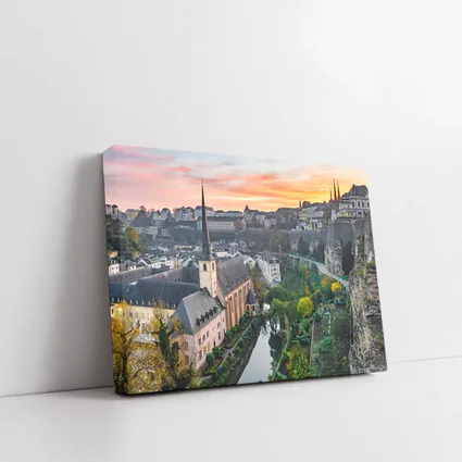 Luxembourg City Old Town Sunset Aerial View