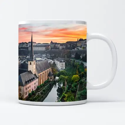 Luxembourg City Old Town Sunset Aerial View