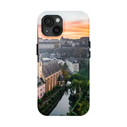 Luxembourg City Old Town Sunset Aerial View